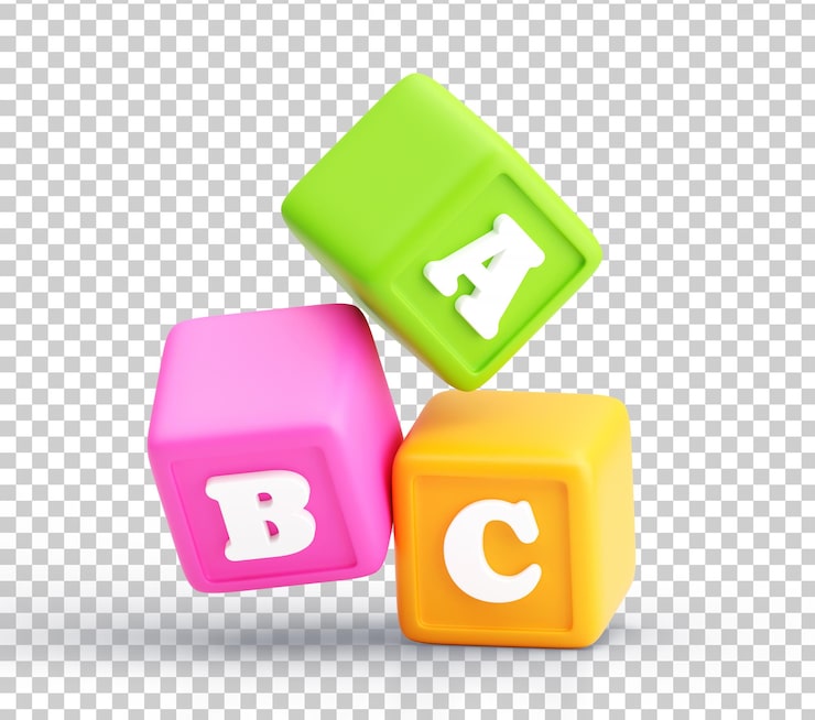 PSD grátis projetos de design de cubos abc 3d brincalhões para crianças