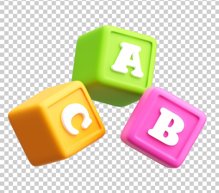 PSD grátis renderização 3d de blocos de aprendizagem abc para crianças temas educacionais lúdicos