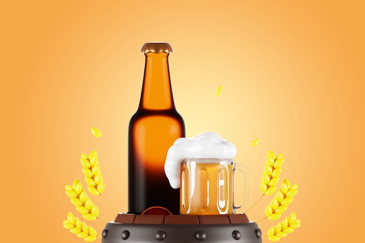 PSD grátis renderização 3d de fundo de vida de cerveja ainda