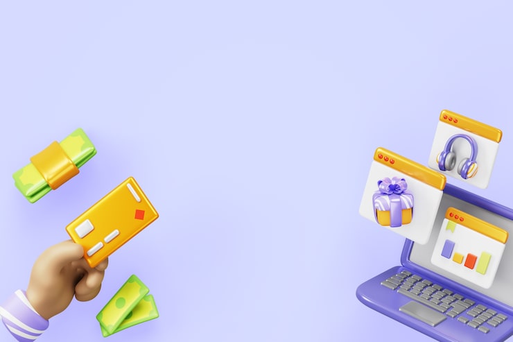 PSD grátis renderização 3d do fundo do comércio eletrônico