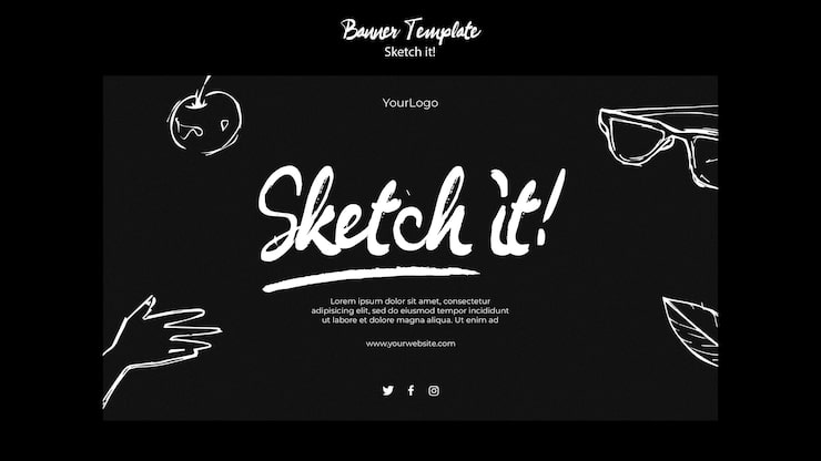 PSD grátis sketch concept banner template