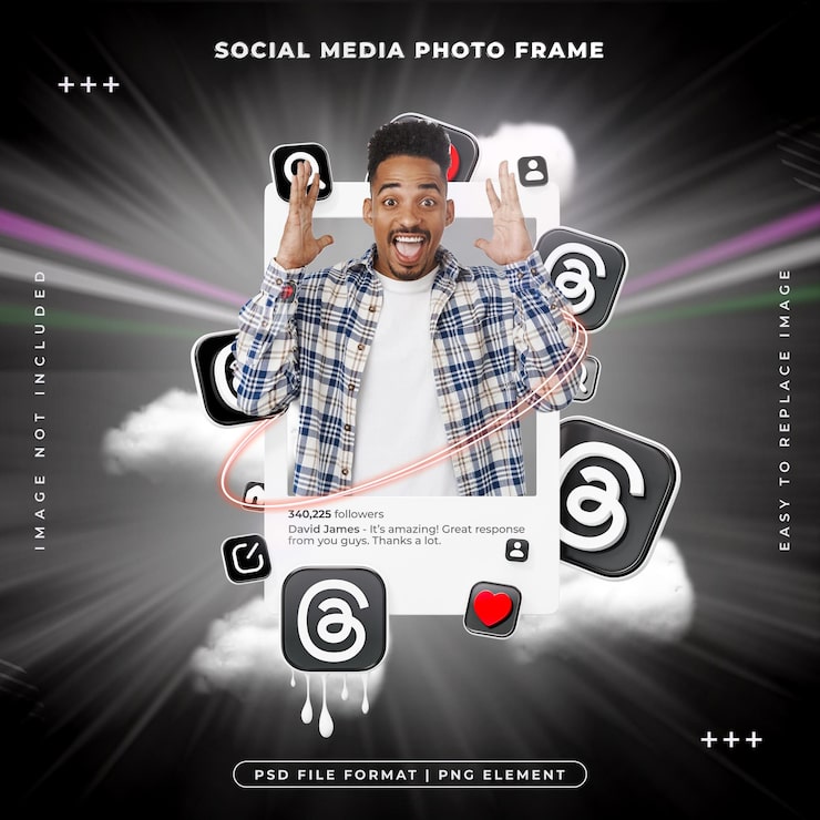 PSD grátis social media threads post frame isolado renderização 3d