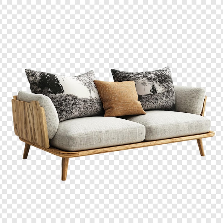 PSD grátis sofa de madeira moderna com design inspirado na natureza