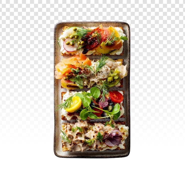 PSD grátis travessa de sanduíches abertos gourmet