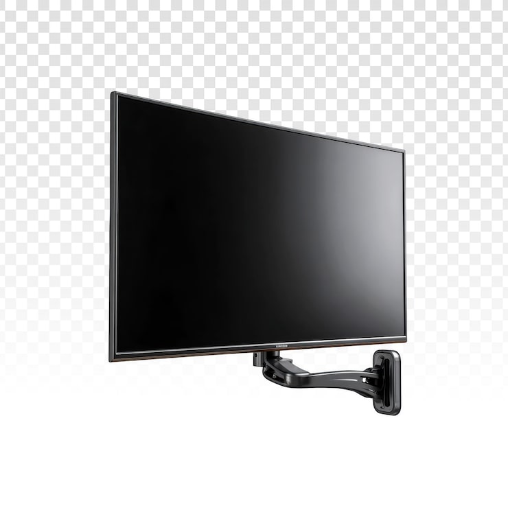 PSD grátis tv de tela plana moderna montada em suporte de parede articulado