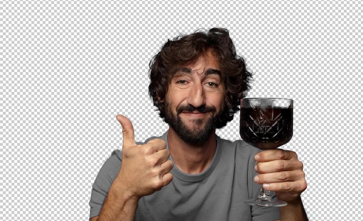 PSD grátis um jovem adulto barbudo a beber.