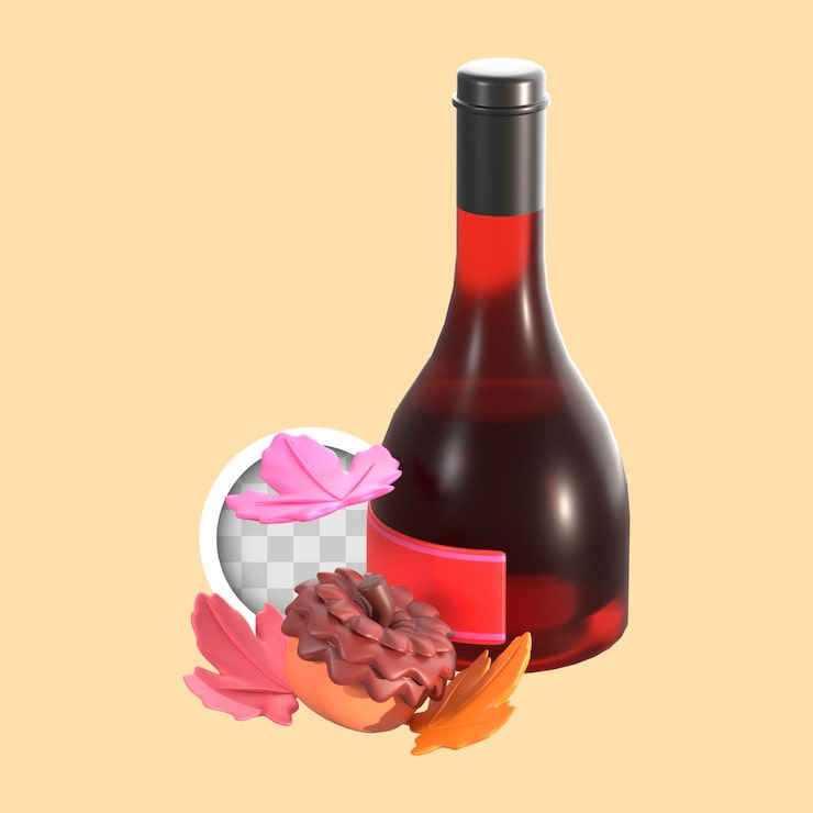 PSD grátis vinho com nozes para ação de graças ilustração 3d