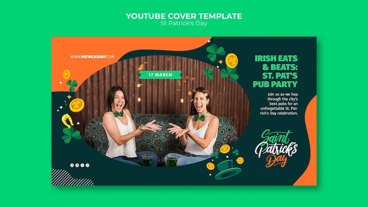 Miễn phí PSD ảnh bìa youtube kỷ niệm ngày lễ thánh patrick