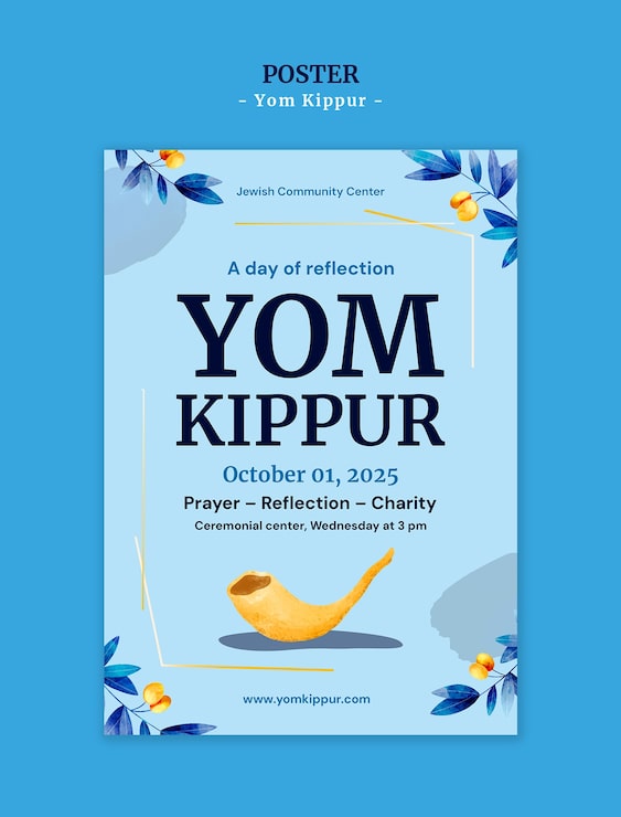 Miễn phí PSD áp phích yom kippur: ngày của sự suy ngẫm