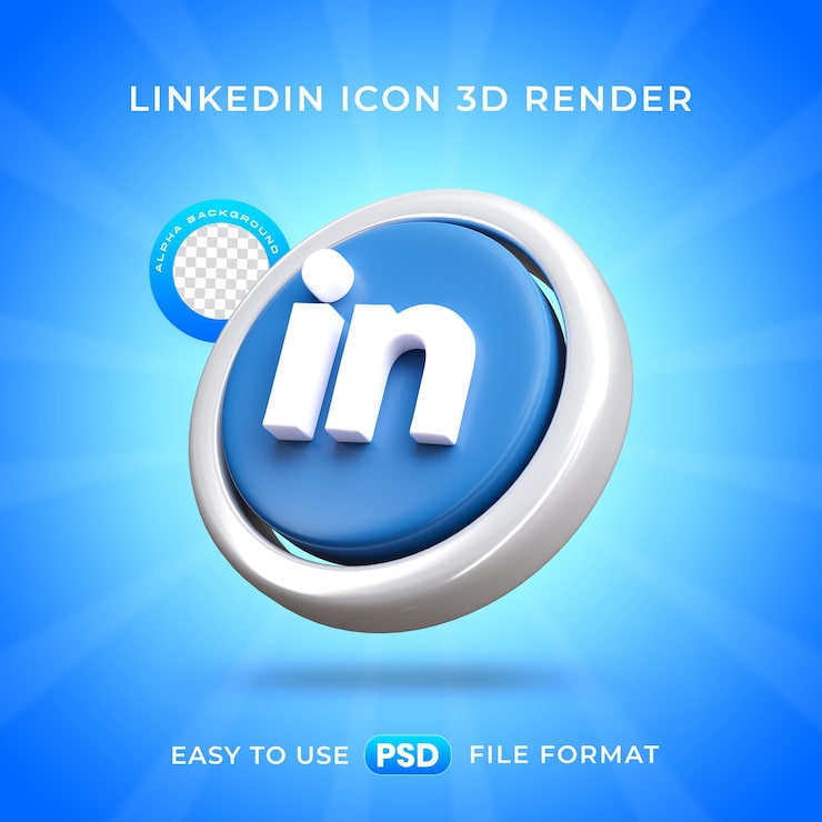 Miễn phí PSD biểu tượng logo linkedin hình kết xuất 3d cô lập