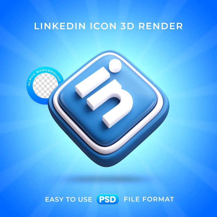 Miễn phí PSD biểu tượng logo linkedin hình kết xuất 3d cô lập