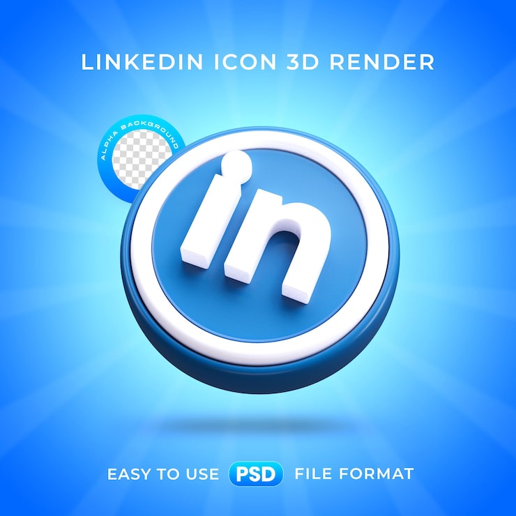 Miễn phí PSD biểu tượng logo linkedin hình kết xuất 3d cô lập