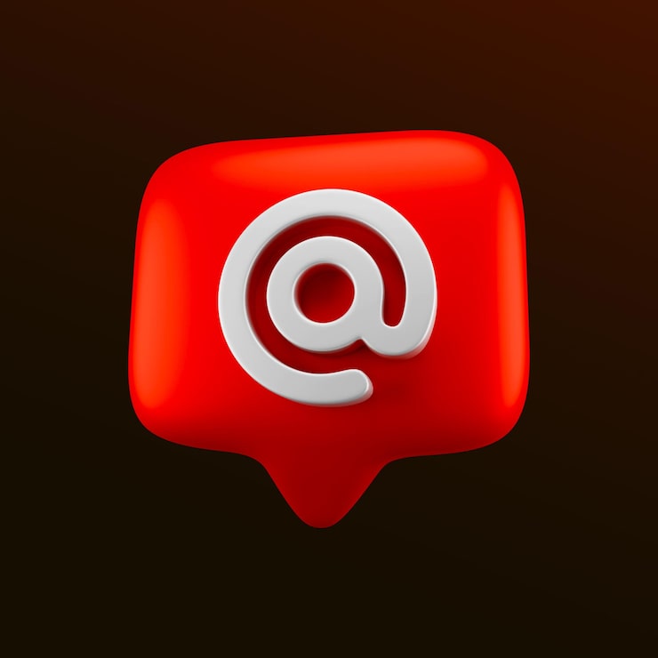 Miễn phí PSD biểu tượng thông báo email 3d màu đỏ trên nền tối