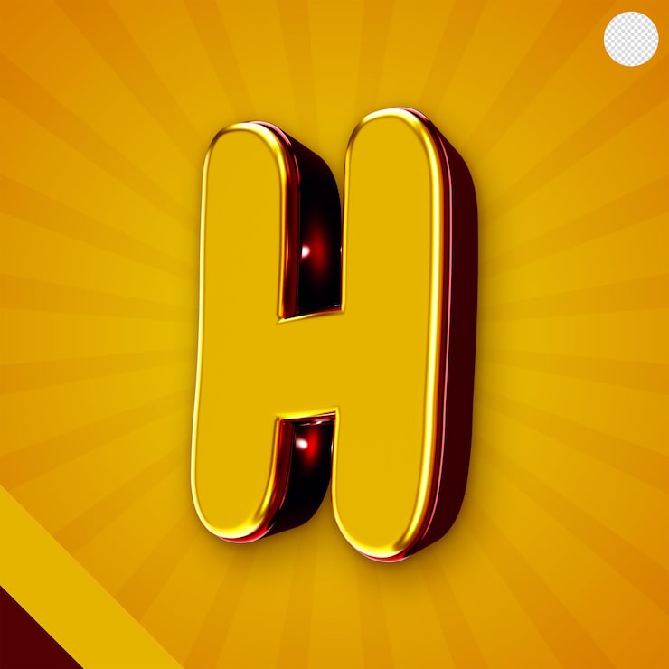 Miễn phí PSD chữ h 3d màu vàng bóng
