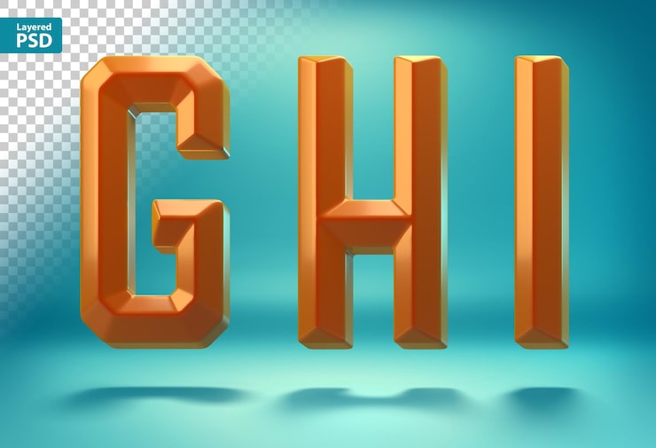 Miễn phí PSD chữ hình học sắc nét 3d