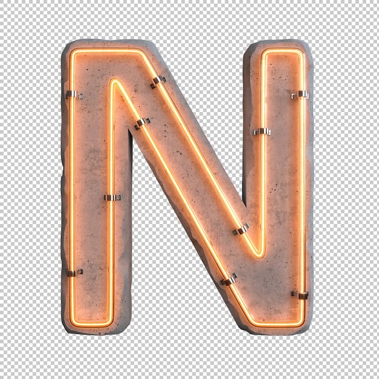 Miễn phí PSD chữ n đèn neon bê tông trên nền trong suốt