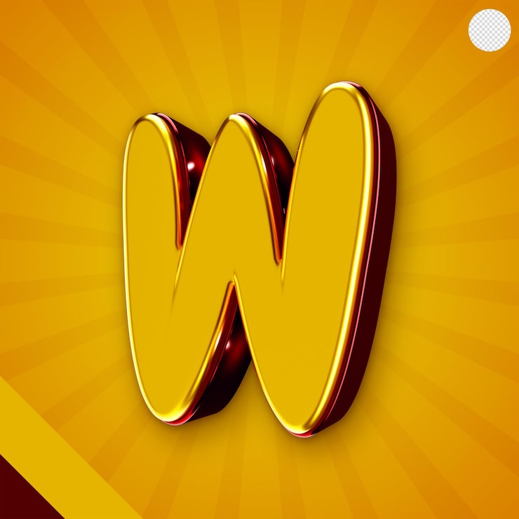 Miễn phí PSD chữ w 3d màu vàng bóng
