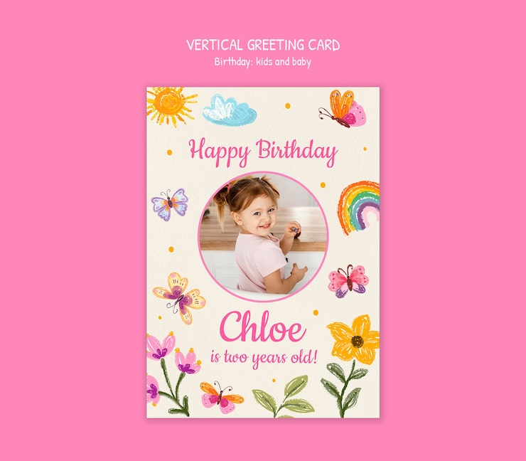 Miễn phí PSD chúc mừng sinh nhật chloe: thiệp chúc mừng trẻ em dễ thương