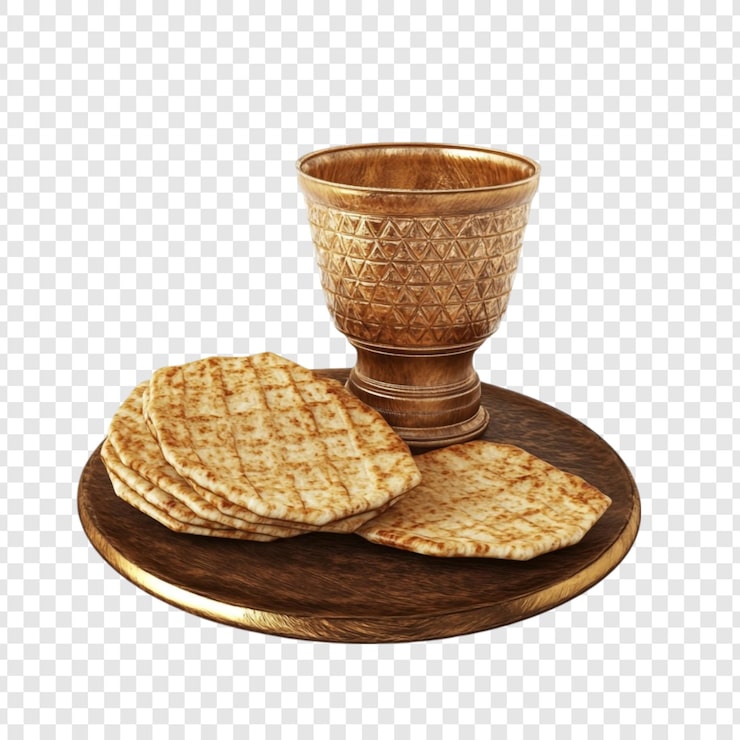 Miễn phí PSD cốc vàng và bánh mì matzah một cảnh seder lễ vượt qua thanh bình và thiêng liêng