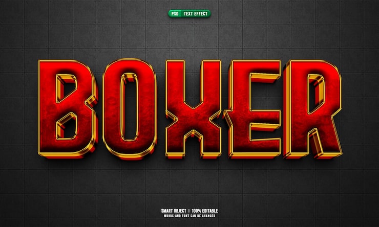 Miễn phí PSD hiệu ứng văn bản 3d boxer có thể chỉnh sửa