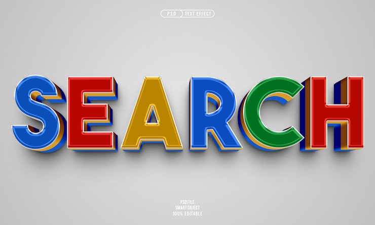 Miễn phí PSD hiệu ứng văn bản có thể chỉnh sửa 3d search
