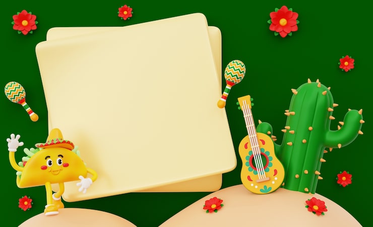 Miễn phí PSD hình ảnh 3d với biểu ngữ giảm giá 5 de mayo trống
