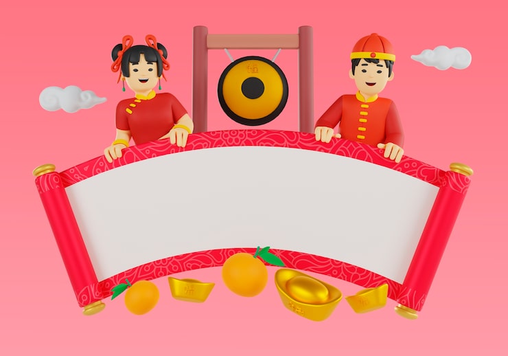 Miễn phí PSD kết xuất 3d cho lễ kỷ niệm năm mới của người hoa