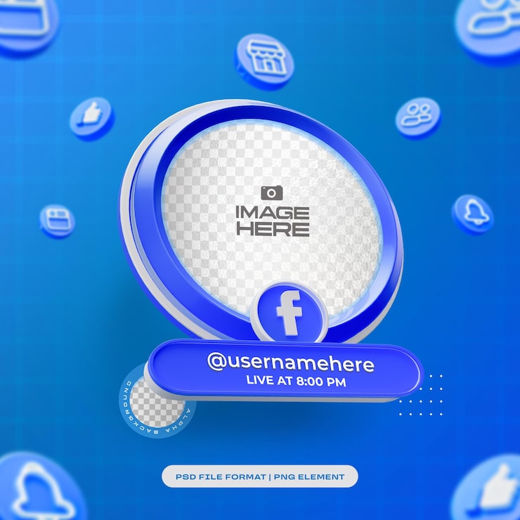 Miễn phí PSD khung 3d hình tròn cho ảnh đại diện trên mạng xã hội facebook, đối tượng 3d biệt lập