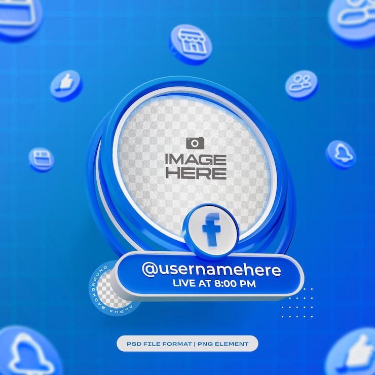 Miễn phí PSD khung 3d hồ sơ tròn cho facebook trên mạng xã hội cô lập