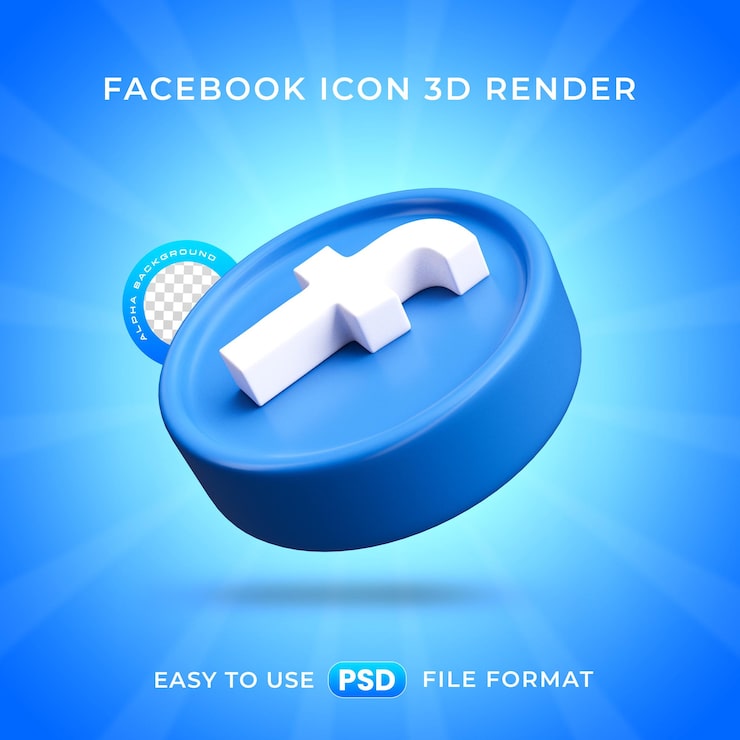 Miễn phí PSD logo facebook biểu tượng truyền thông xã hội bản dựng 3d