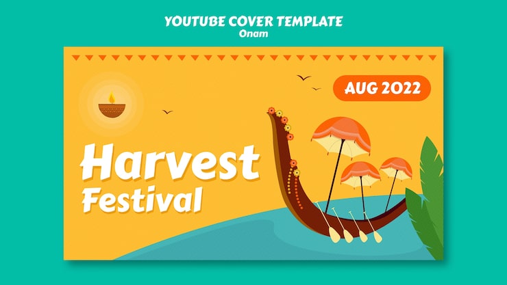 Miễn phí PSD mẫu ảnh bìa youtube cho lễ kỷ niệm onam