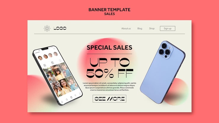 Miễn phí PSD mẫu banner giảm giá bán hàng hình học