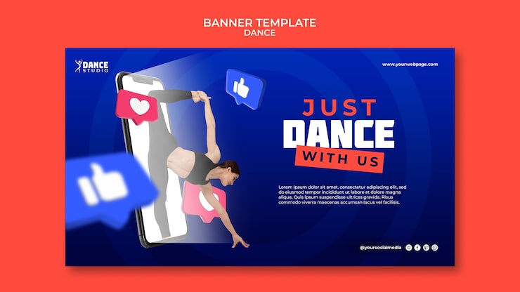 Miễn phí PSD mẫu banner ngang lớp học nhảy