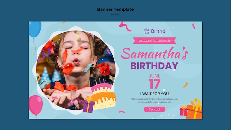 Miễn phí PSD mẫu banner tiệc sinh nhật trẻ em