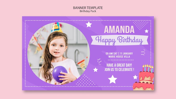 Miễn phí PSD mẫu banner với chủ đề thiệp mời sinh nhật