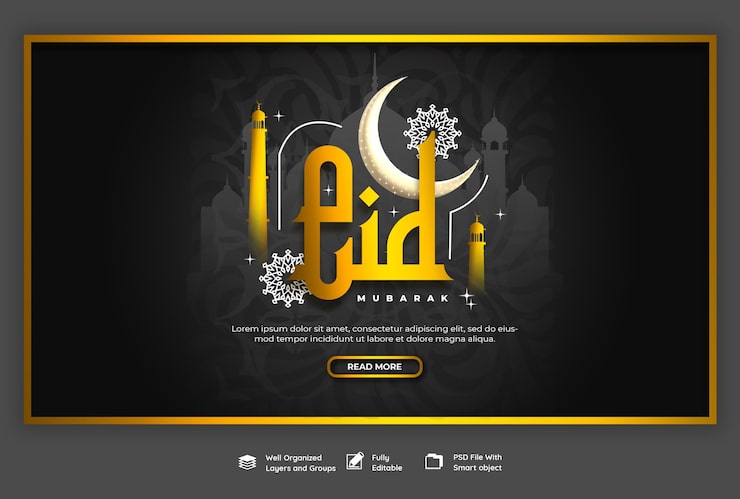 Miễn phí PSD mẫu banner web chúc mừng eid mubarak và lễ hội eid al-fitr