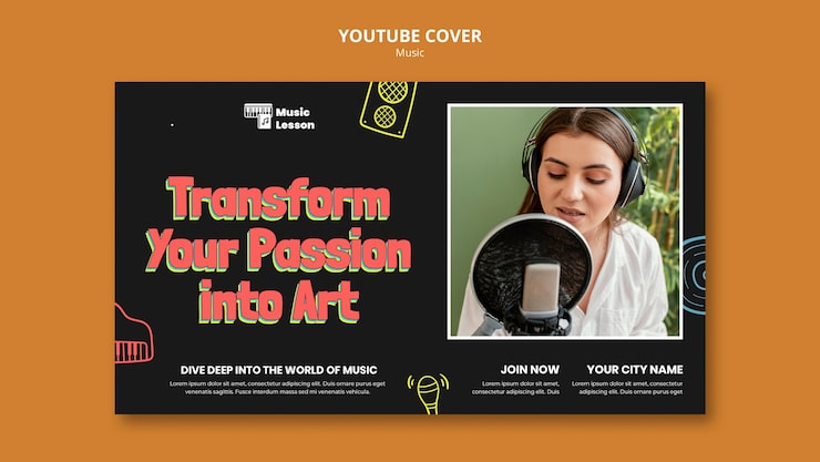 Miễn phí PSD mẫu bìa youtube cho lễ hội âm nhạc