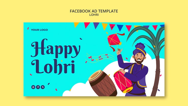 Miễn phí PSD mẫu facebook chúc mừng lễ hội lohri