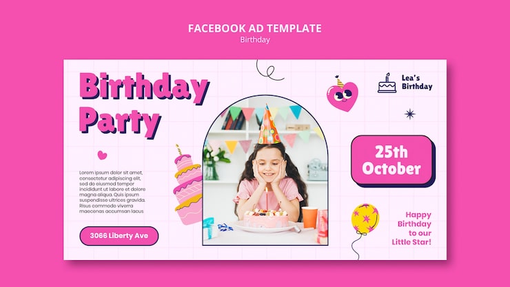 Miễn phí PSD mẫu facebook kỷ niệm sinh nhật