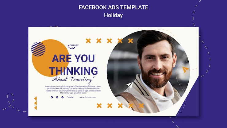 Miễn phí PSD mẫu facebook thiết kế phẳng chủ đề kỳ nghỉ