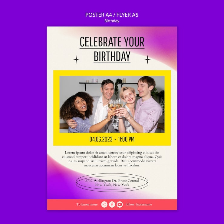 Miễn phí PSD mẫu poster chúc mừng sinh nhật gradient