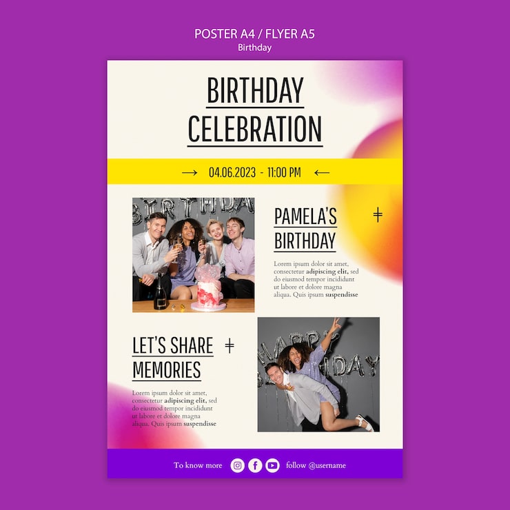 Miễn phí PSD mẫu poster chúc mừng sinh nhật gradient