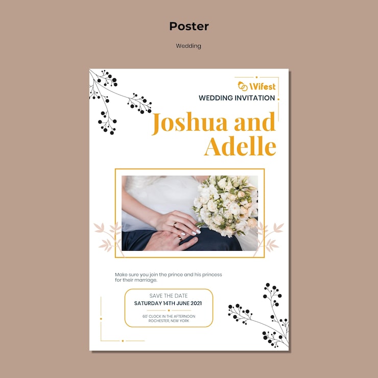 Miễn phí PSD mẫu poster đám cưới trang nhã