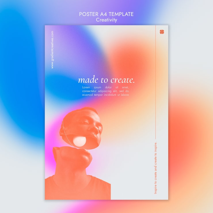 Miễn phí PSD mẫu poster dọc sáng tạo với phong cách gradient tinh tế