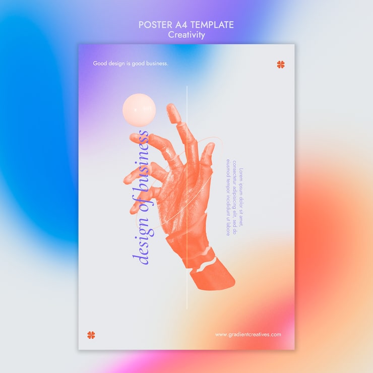 Miễn phí PSD mẫu poster dọc sáng tạo với phong cách gradient tinh tế