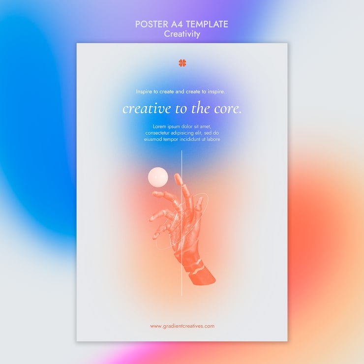 Miễn phí PSD mẫu poster dọc sáng tạo với phong cách gradient tinh tế