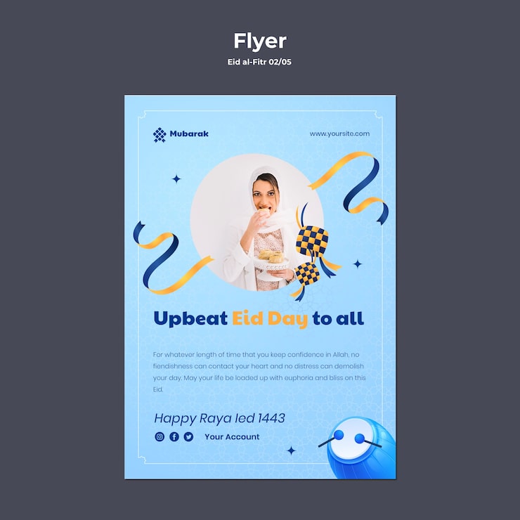 Miễn phí PSD mẫu poster eid al-fitr thiết kế phẳng