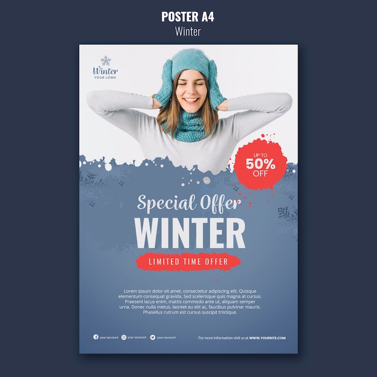 Miễn phí PSD mẫu poster thiết kế mùa đông
