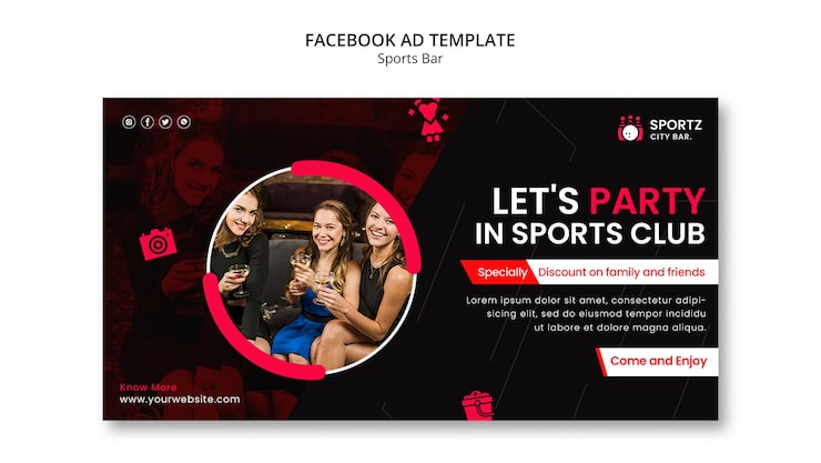 Miễn phí PSD mẫu quán bar thể thao thiết kế phẳng