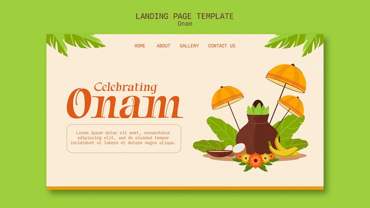 Miễn phí PSD mẫu template trang đích cho lễ kỷ niệm onam